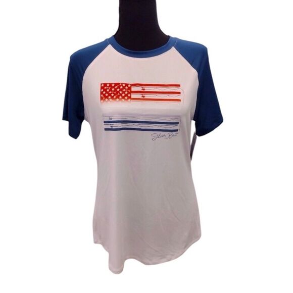 SILVER BAIT Short Sleeve Shirt Womens Size M UPF 50+ Wicking Activewear Stretch - Picture 1 of 13